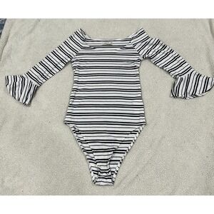 Abercrombie & Fitch Striped Black& White Bodysuit Size M EUC